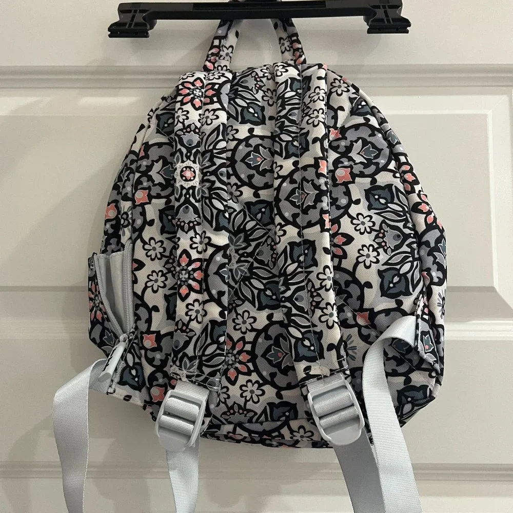 Vera Bradley Black White Gray and Pink Floral Mini Backpack